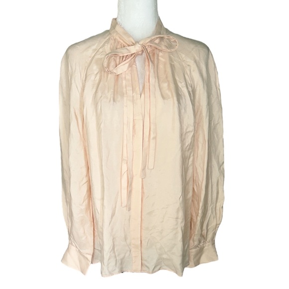 COS Tie Neck Light Peach Cupro Pussycat Blouse - 10 - Picture 3 of 15